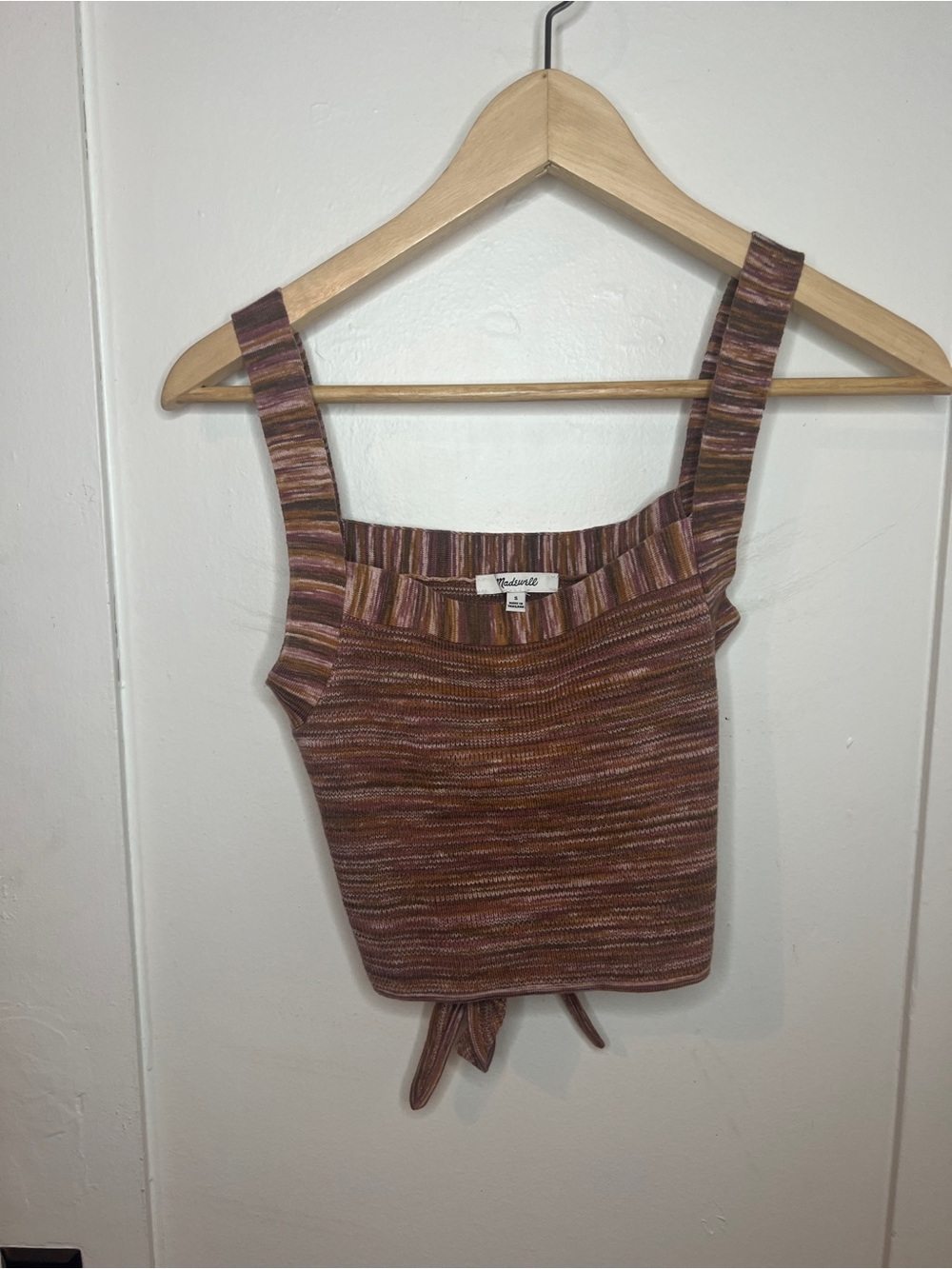 Madewell Rust Multi Striped Tie-Front Crop Tank